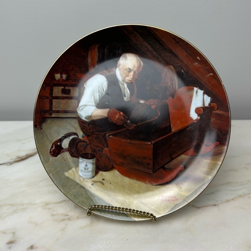 Edwin M Knowles Norman Rockwell Grandpa's Gift Plate